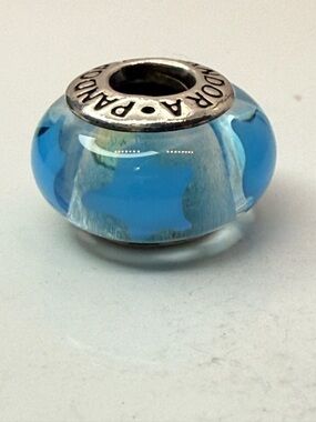 Retired Pandora Blue Stars Murano Glass Charm 790905 ALE S925